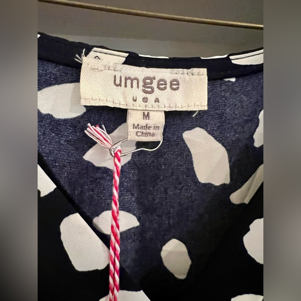 Umgee Navy and White Patterned shirt Dress | M - Picture 2 of 4